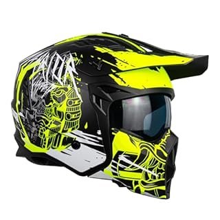 One by Camamoto | Casco Scooter e Moto, Track Warrior Yellow Jet, Nero Opaco - Giallo, Integrale con Mentoniera Estraibile, Omologato ECE R22-06, Taglia XL (60 cm)