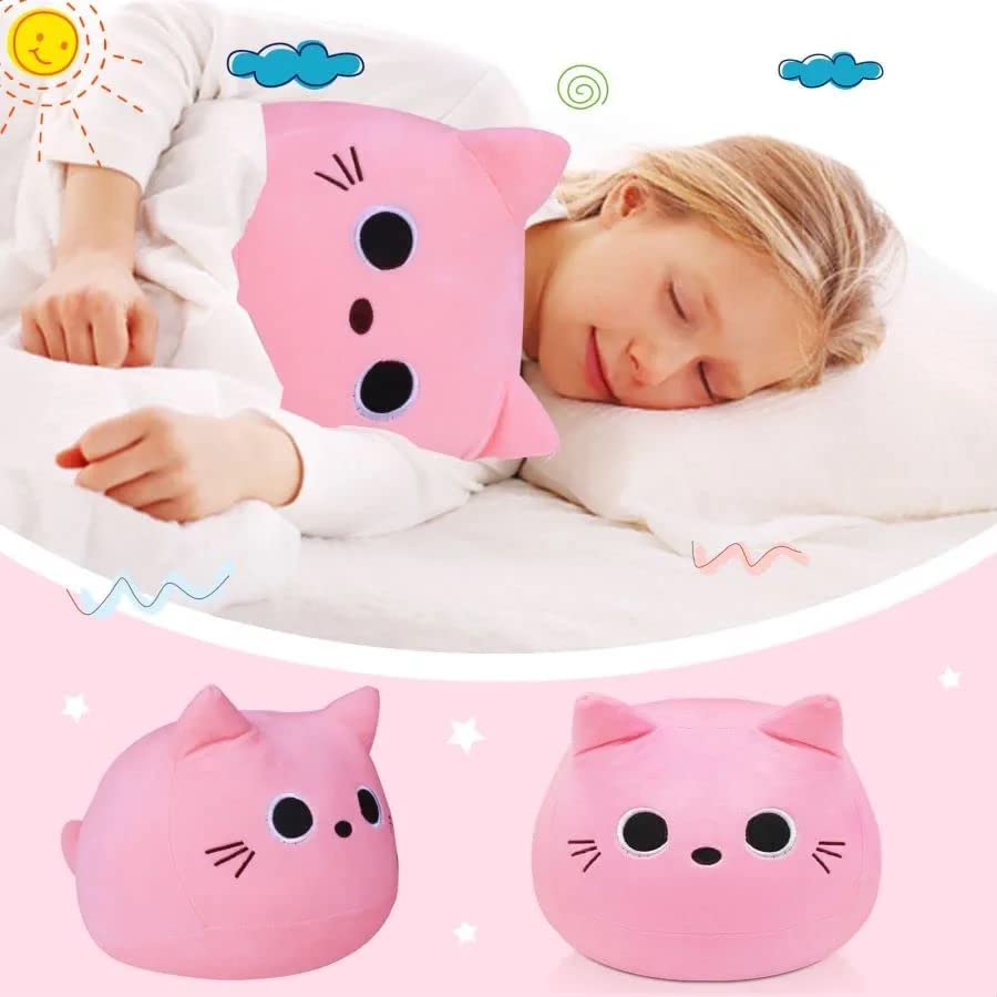 Image of 3D Pink Cat Plush Pillow, Plush Toy Pink Cat, Creative Cat Shape Pillow, Soft Cute Plushies Lumbar Cushion Decoration for Girlfriend Valentines Gift and Children Birthday Gift