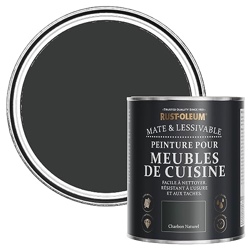 Rust-Oleum Peinture Noire pour Meubles de Cuisine, Finition Mate - Charbon Naturel 750ml