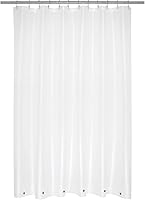 Vista 13 de Mrs Awesome Forro de Cortina de Ducha Extra Largo con 3 Imanes, Cortina de Ducha Larga de Plástico PEVA Blanco para Baño Impermeable, 72 x 84