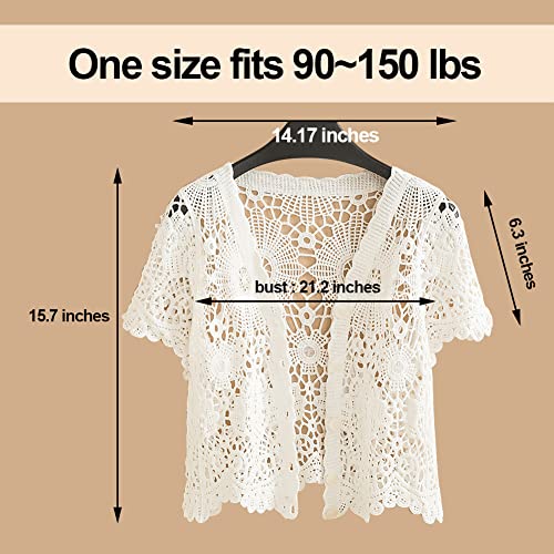 Image of Women's Short Sleeve Bolero Shrugs Crochet Lace Open Cardigan