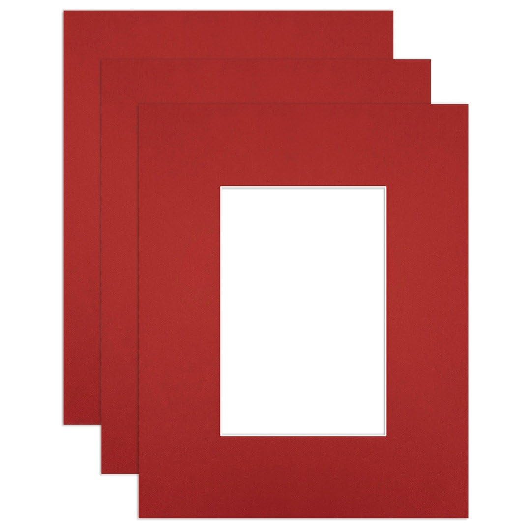 Procut Global 10x8" Crimson Picture Mounts to Fit 6x4" Aperture - Precision Cut Cardboard Photo Mount - Ideal for Frames, Prints, Artwork & Certificates - Sizes & Colours Available - 3 Pack — image 1