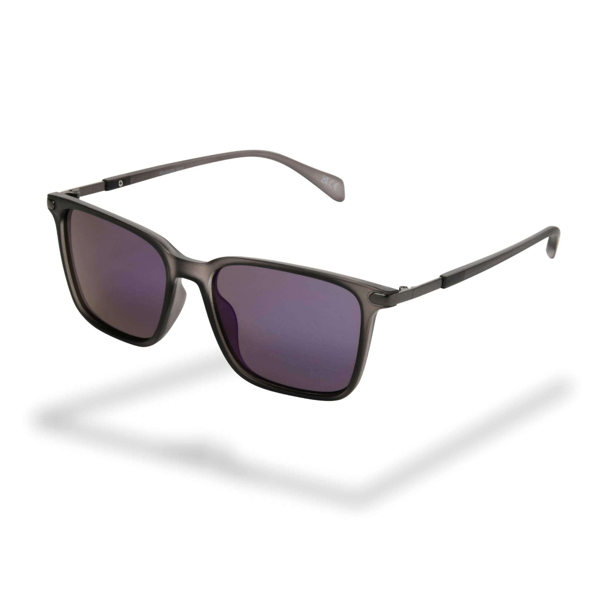 Foster Grant Polarised Sunglasses for Men – Square Gunmetal Frame with Mirrored Blue Lenses & UV Protection - Scratch-Resistant, Impact-Resistant & Sporty Design for Active Days