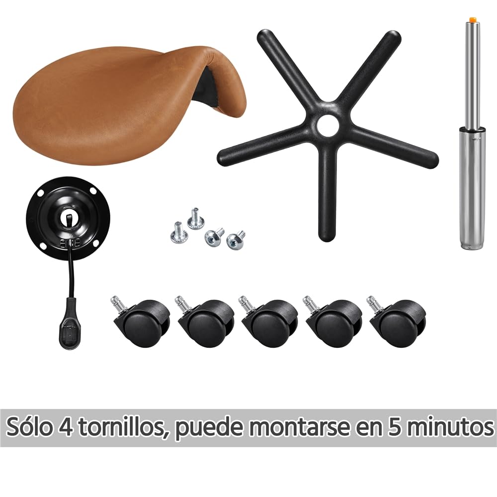 Yaheetech Taburete con Ruedas Ajustable en Altura 45,5-60 cm Marrón