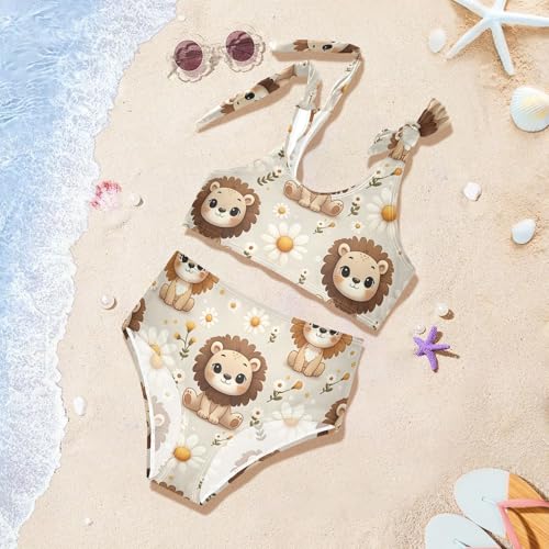 Girls' Bikini Set, Cute Little Lion Face Kids Swimsuit 2 Pcs Beach Bathing Suit4