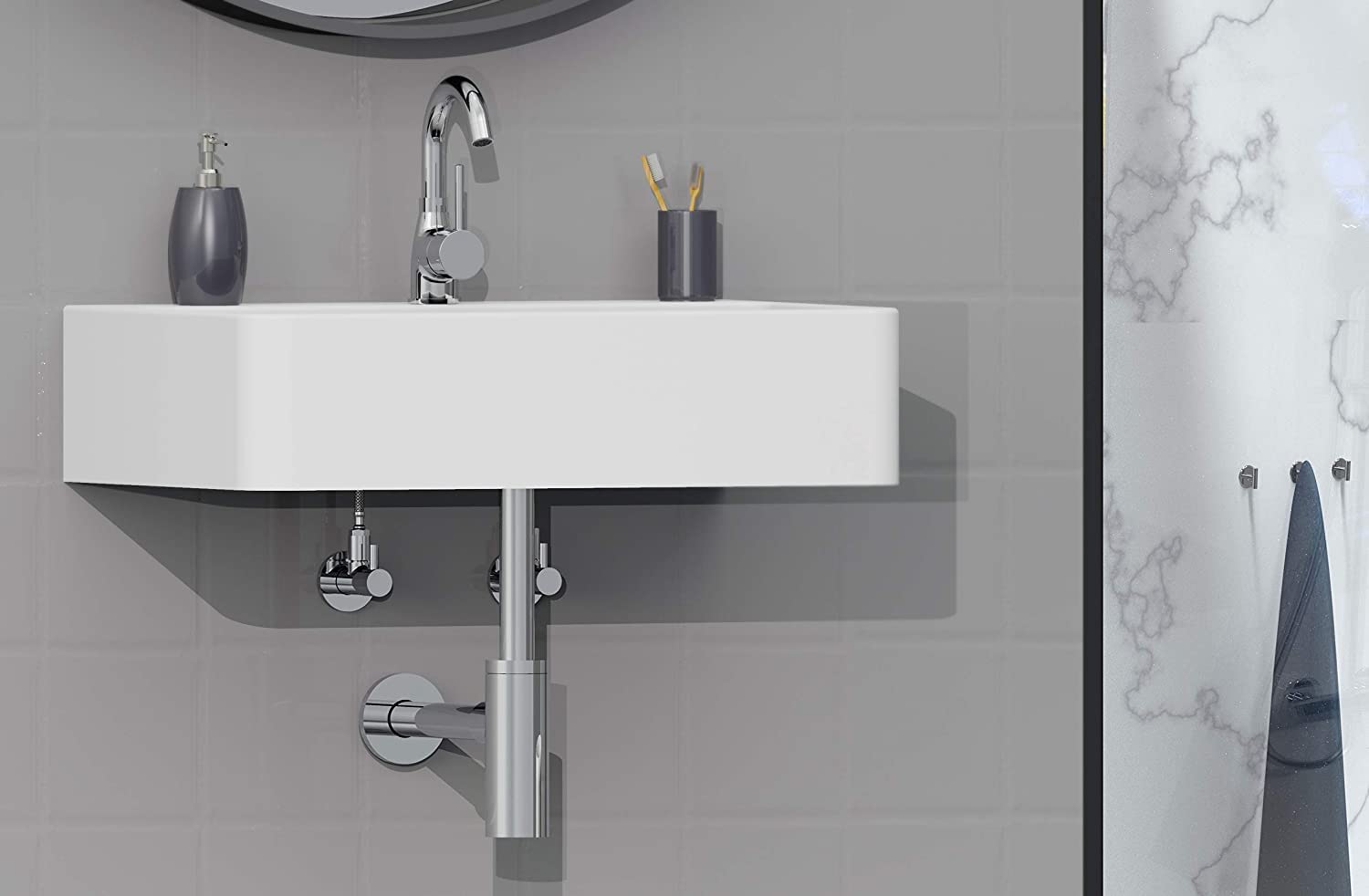 Kirchhoff 98166110-2 designerski uniwersalny zawór kątowy, zestaw 2 sztuk, z szybkim zamknięciem, dwupak, zawór regulacyjny kątowy do przewodów zimnej i ciepłej wody, chrom