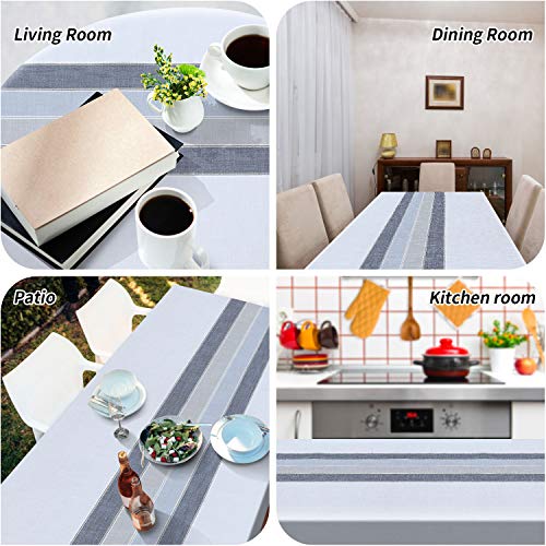 YISUN Table Cloth, Stitching Tassel Rectangle Tablecloth Cotton Linen Dust-Proof Table Cover for Rectangle Table Cloths for Kitchen Dining Party (Rectangle/Oblong, 55 x 86 Inch, Light Gray)
