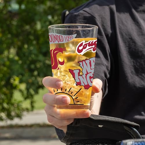 Image of Logo Brands NCAA 16 oz Pint Glass - Durable Glass With Bold Team Color- Chip-Resistant Rim Drinkware For Fans, Tailgates, Home Bars & Everyday Use