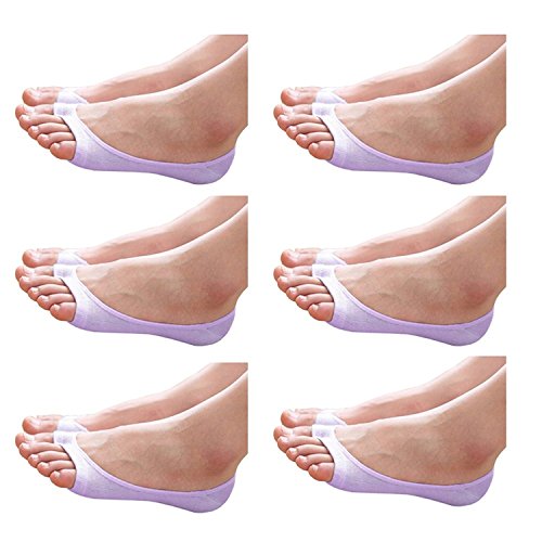 Image of seven wolves Womens Peep Toe Socks 6 Pairs, Toeless Cotton No Show Socks Non Slip Shoe Liner