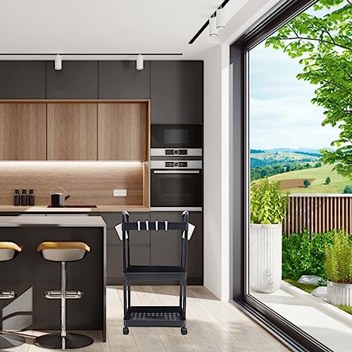 Tofficu Carrinho de armazenamento de 3 andares carrinho de armazenamento fino com rodinhas organizad