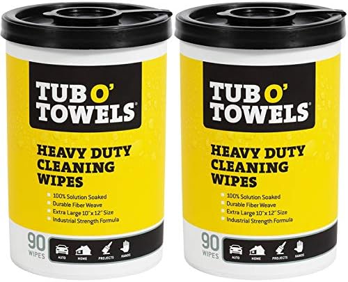 Tub O Towels TW90-2 Heavy-Duty Multi-Surface Cleaning Wipes, Citrus, 10 X 12 Inch, 2 Count