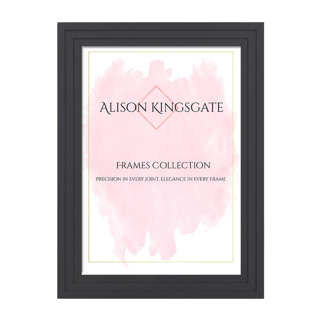 Alison Kingsgate Step 9X7 Dark Grey Picture Frames - Engineered Wood Photo Frame with Shatterproof Perspex - Suitable for Wall Hanging or Tabletop Display - Available Sizes A0 to 100X90CM
