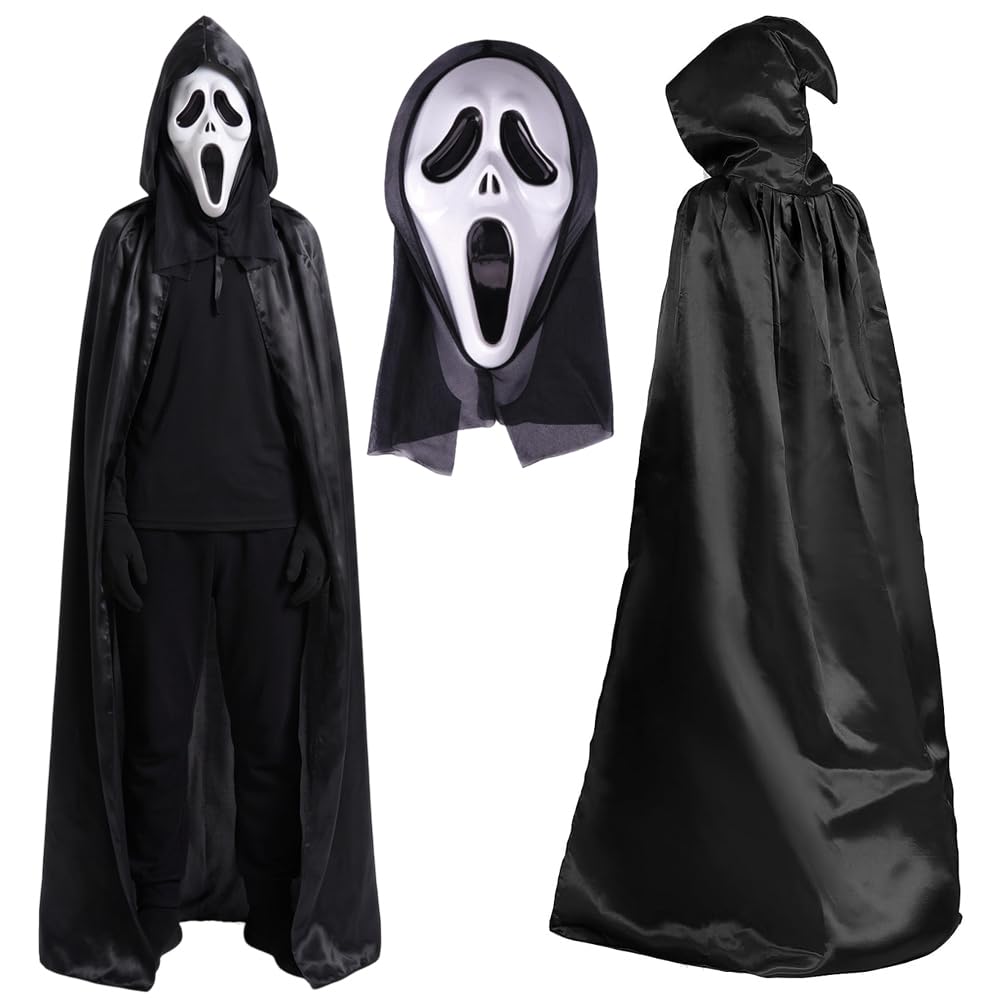 Halloween Ghost Face Mask Cape Scream Mask Halloween Ghostface Costume