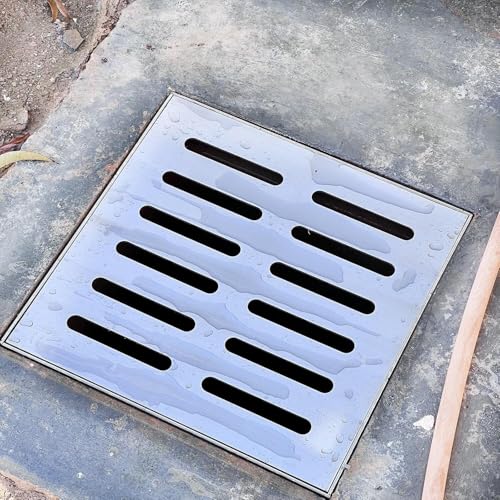 WaiDXn Rejilla de drenaje de acero inoxidable para lavabo de captura, rejilla cuadrada de drenaje de agua de lluvia al aire libre (60 x 30 x 3 cm)