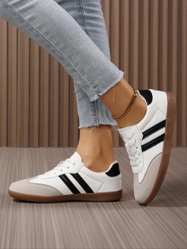 Geerta Women's Fashionable Lace Up Platform Sneakers, Casual Comfortable Sports Shoes for Daily Wear, Female All-Match Round Toe Shoes for Daily Wear3