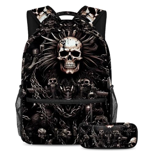 Sac à dos grande capacité style punk avec trousse scolaire pour transporter les manuels
