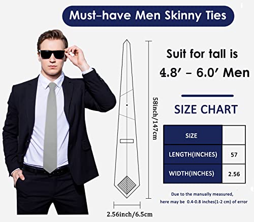 Image of Mantieqingway Mens Skinny Ties,2.56 inch Cotton Neckties Striped Plaid Ties for Groom Groomsmen Wedding Party Christmas