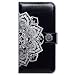 iPhone 6S Case,iPhone 6 Case, Bfun Packing Bcov White Mandala On Black Card Slot Wallet Leather Cover Case For iPhone 6 6S