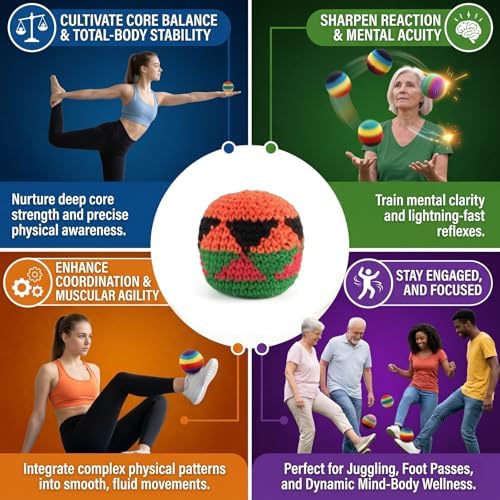 Hacky Footbag Sack Set β Soft Kick Sack Balls for Adults & Beginners β Durable Juggling & Outdoor Game β Portable Fun for Beach, Camping, Backyard & Summer Party (6PCS) - 4