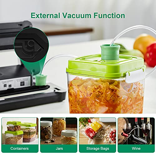 Image of Bonsenkitchen Vacuum Sealer Machine, Built-in Cutter | Multifunctional Food Sealer for Sous Vide & Meal Prep, 40 Pre-Cut Bags, Grey