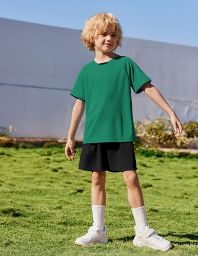 Image of Arshiner Boys Loose Athletic Set Crew Neck T-Shirt & Mesh Short 4-13 Years | Boys Loose Athletic Shorts Set Performance Crew Neck T-Shirt and Mesh Short Outfits Lightweight & Breathable