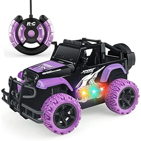 Tcvents Remote Control Car for Girls, 1:20 Scale Rc Cars Remote Control Truck Car Toy Vehicles for Kids Age 3-5, Rc Truck Racing Car with 3 Color Lights for Kids 5-7 8-12 Birthday Gift, Purple Cover