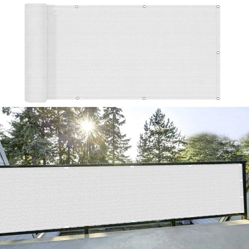 Balkon Sichtschutz Balkonverkleidung 75 x 500 cm HDPE Gewebe, Uv-Schutz, Wetterfest Balkonabdeckung Balkonverkleidung mit Kabelbinder für Den Gartenzaun Oder Balkon, Weiß
