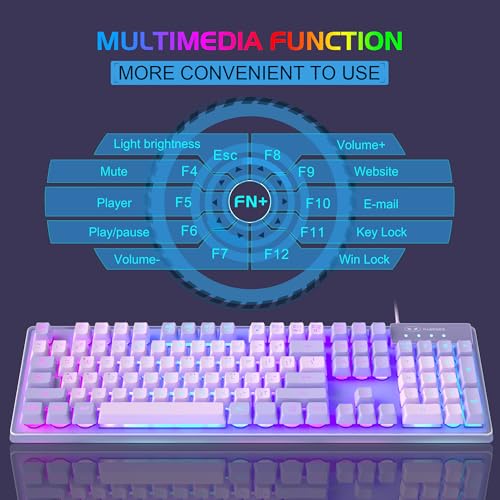 MageGee Gaming Keyboard and Mouse Combo, K1 RGB LED Backlit Keyboard with 104 Key Computer PC Gaming Keyboard for PC/Laptop (Purple) - Image 4