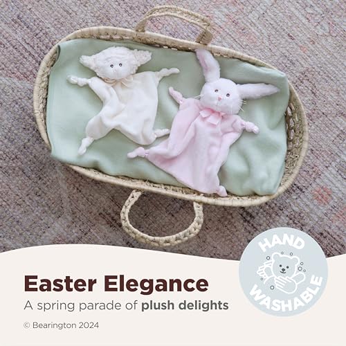 Image of Bearington Wee Lamby The Lamb Lovies for Babies - Soft Plush Sheep Security Blanket - Baby Loveys for Girls with Soft Fur, Knotted Satin and Velour Legs - Adorable Baby Girl Lovey Gift for Baptism