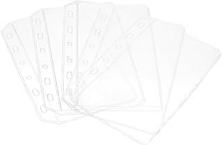 Tofficu 5 pastas de arquivo clipes para fichário bloco de notas bolsa de bolso pasta de 6 anéis refil de bolso de folha solta saco de bloco de notas 6 bolsos sacos de armazenamento bolsa com zíper bolsa de notebook a7 bolsa de PVC