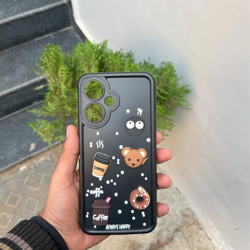 Image of Outlouders Back Cover for Redmi 13C 5G | Cute Fun Cartoon 3D Bear Silicone | Full Body Protection Bumper Case (Black)