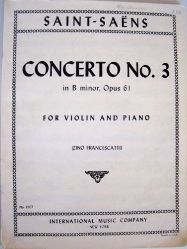 Concerto No. 3 in B Minor - Opus 61 for Violin and Piano, Opus 61      Sheet music – January 1, 1960