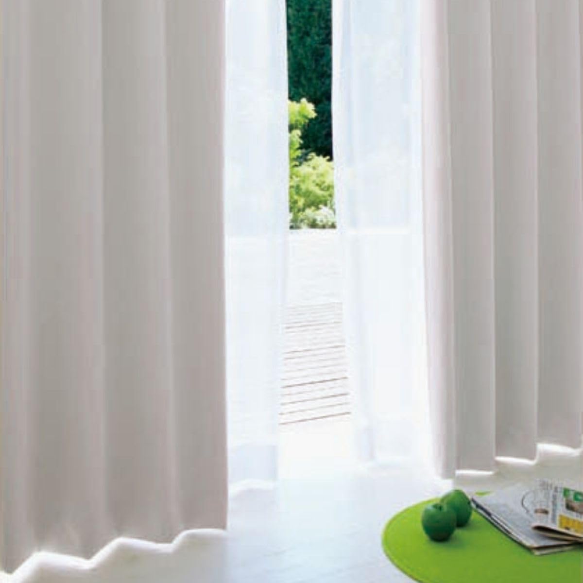 フランスアンティーク イニシャル フリル リネンカーテン 横200×縦190