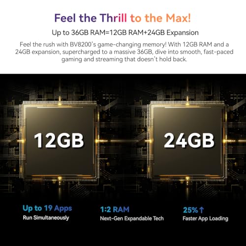 Blackview BV8200 Telephone Portable Incassable 2025 36Go+2TB MTK G100 Double Écran 6.5" FDH+ Android 14 Téléphone Débloqué 4G 8800mAh Smartphone Incassable Etanche IP68 NFC OTG GPS - vue 3