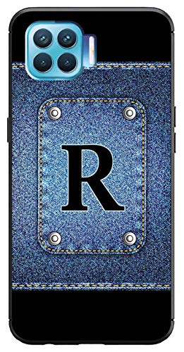 Image of Amazon Brand - Solimo Designer Button Jeans Alphabet-R Printed Soft & Flexible Hybrid Back Case Mobile Cover for Oppo F17 Pro
