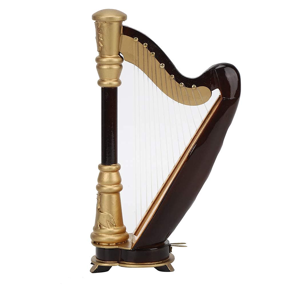 Mini Modèle De Harpe, 16 Cm, Modèle De Harpe En Bois Fait à la Main, Ornement, Instrument De Musique, Décoration Miniature, Figurine De Harpe Rétro Pour la Décoration de la Maison Et du Bureau