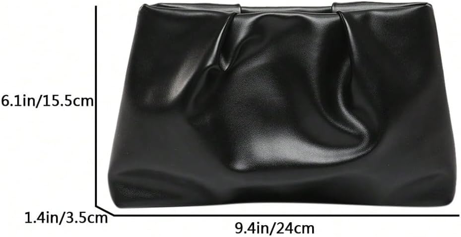 OYOANGLE Women's PU Leather Clutch Purses Small Zipper Ruched Minimalist Handbag - Image 6