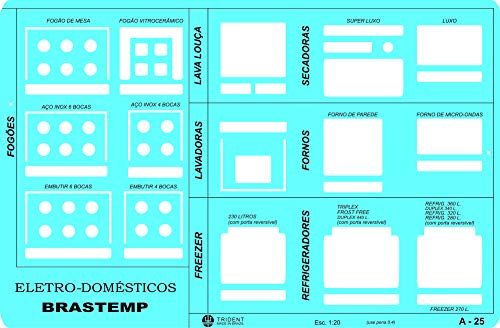 Gabarito Linha Nacional de Eletrodomésticos, A-25, Trident, Acrílico Azulado 24 x 15.5 cm