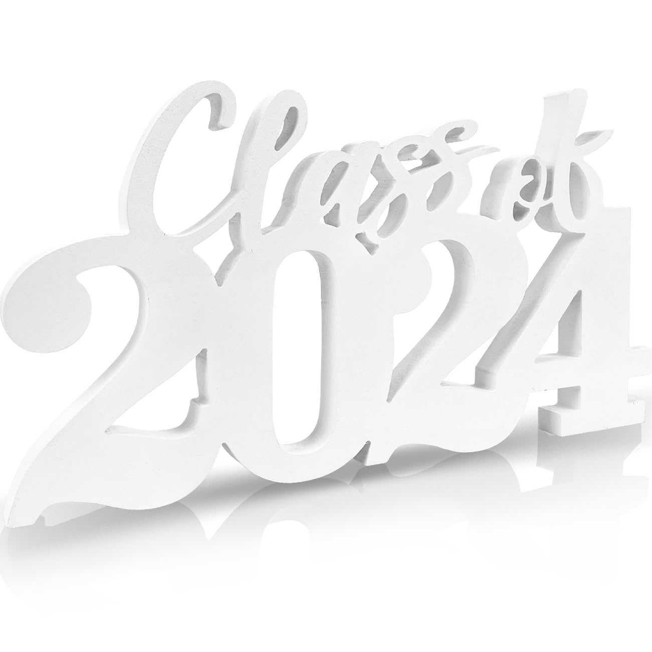Class of 2024 Wooden Sign, Graduations Decorations 2024,Senior Photo Props, White Graduation Table Centerpiece for 2024 Graduation Party Decorations Supplies