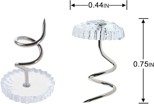 Miniatura 2 de Lesnow Alfileres para faldón de cama, alfileres de empuje en espiral, alfileres giratorios de cabeza transparente, 50 piezas (0.75 pulgadas),
