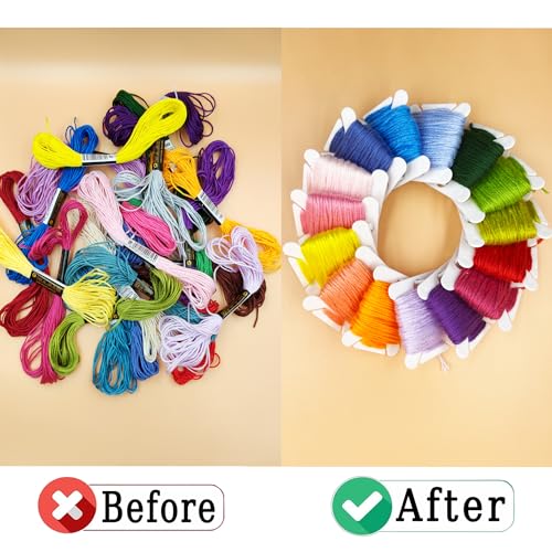 INFNZOLI Embroidery Floss Bobbins, 120Pcs Embroidery Thread Organizer Cross Stitch Supplies Thread Holder Sewing Storage Plastic Cards with Pen and Label and Storage Loop - Thumbnail 5