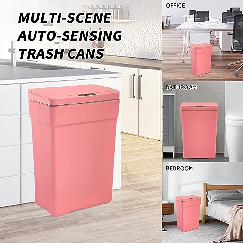 Caneca de basura rectangular rectangular rosa 13 galones miniatura 7