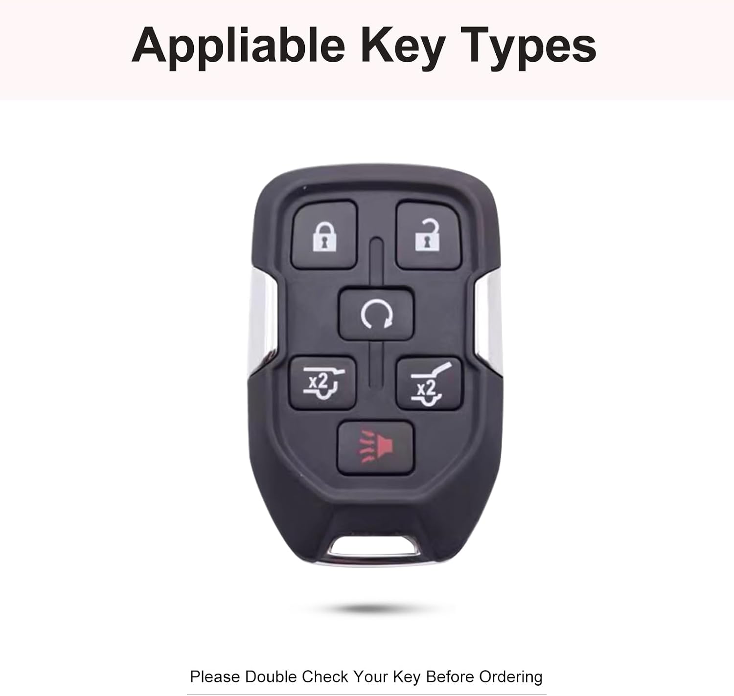 Key Fob Cover Compatible with GMC Chevy Chevrolet Suburban Tahoe Terrain Yukon Yukon XL Smart 6 Buttons Leather Crystal Key Fob Case Protection Shell Accessories (Black)