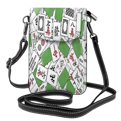 Cell Phone Crossbody Purse Funny Chinese Mahjong Tile Womens Shoulder Wallet With Phone Pocket