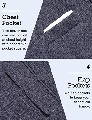 COOFANDY Men's Blazer Casual Sport Coats Slim Fit One Button Suit Jacket Lightweight Sports Jacket(Blue,Medium)4