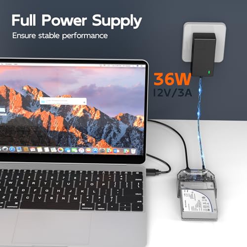 MAIWO U.2 NVMe SSD Enclosure, USB-C to U.2(SFF-8639) Adapter, External 2.5\'\' U.2 Enclosure, Tool Free, Clear, 12V/3A Power Supply Included, with Indicator Light