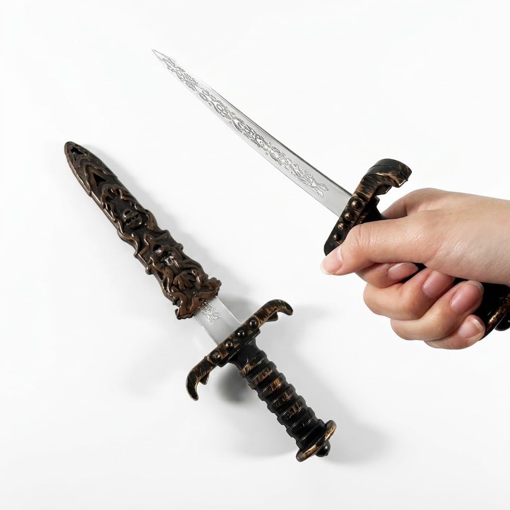 2 Pack Pirate Sword Set for Halloween Costume Accessories Pirate Costume Props Plastic Toy Sword for Cosplay Party Dress Up and Pirate Theme Events image 4