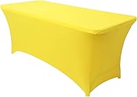 Vista 72 de Obstal Funda de mesa de elastano elástica de 4 pies para mesas plegables estándar, paquete de 2 manteles rectangulares universales ajustables