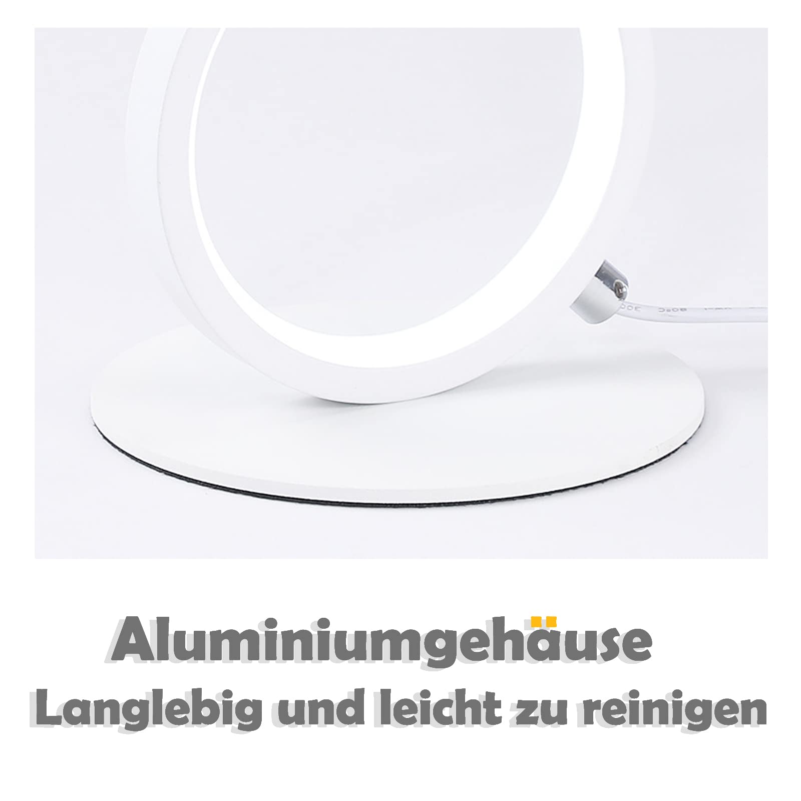 GBLY Lámpara de mesa LED táctil regulable lámpara de noche moderna anillo | lámpara de escritorio blanca lámpara de noche blanca cálida con interruptor y enchufe para dormitorio sala de estar estudio
