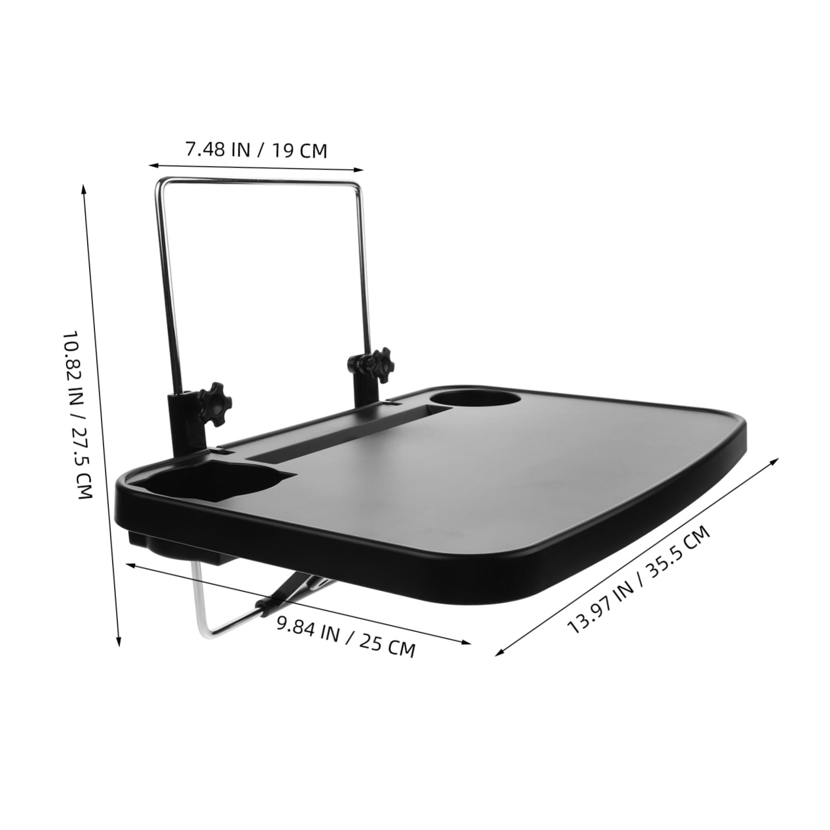Tavolino Pieghevole per Poggiatesta Auto Portabicchieri Nero | Abs e Hardware, Stile Moderno, per Viaggi Lunghi e Spostamenti Quotidiani, Supporto Multifunzione per Laptop